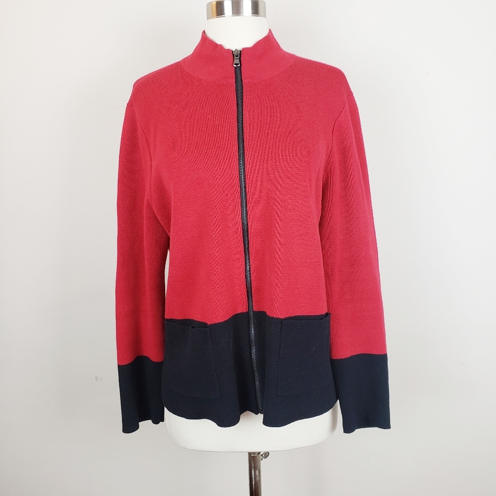 CHICOS ZIP UP SWEATER JACKET